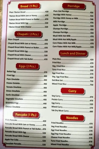 Manaslu Trek food price